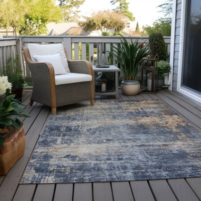 Roumiya Blue Washable Indoor-Outdoor Rug - 