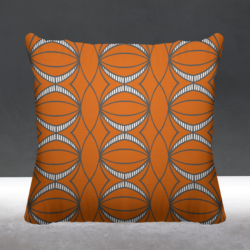 Samira Abstract Outdoor Reversible Throw Pillow, 17H" x 17W", Orange