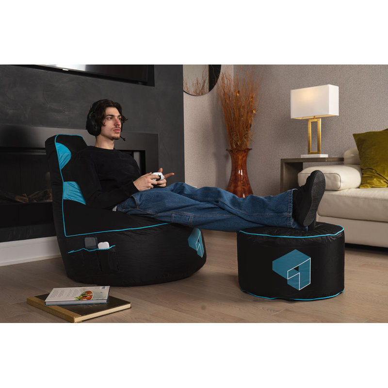 Pouf / repose-pieds Trule, Polyester bleu