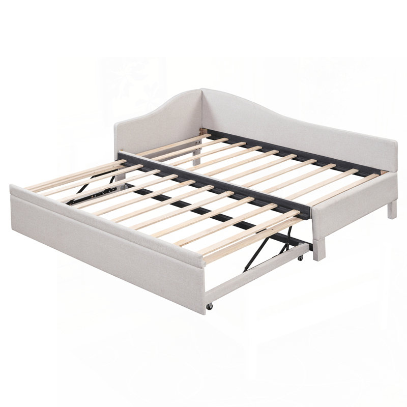Lit de jour polyvalent rembourré avec couchette transformable pour tous les espaces, Beige