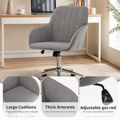 Chaise de bureau ergonomique et réglable avec revêtement en peluche, dossier confortable et fonction pivotante pour la maison et le bureau