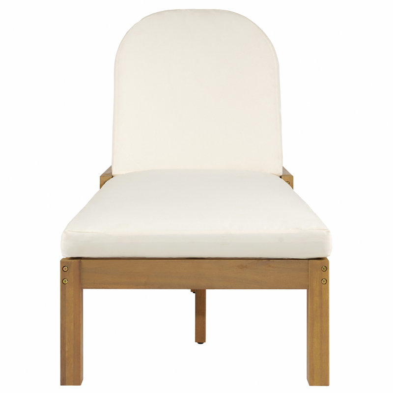 Outdoor Chaise Lounge, Premium Acacia Wood Patio Recliner With Arched Backrest, 5-Position Adjustable Backrest, Outdoor Lounge Chair For Poolside, Backyard, Deck & Lawn