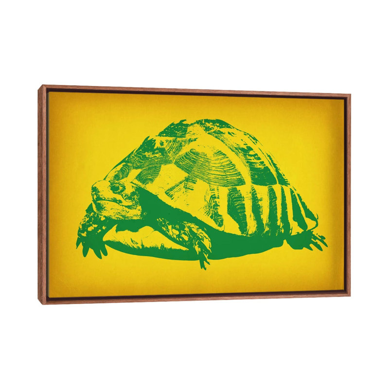 Tortue verte - impression sur toile, H 18 po x l 26 po x P 1,5 po, Toile avec cadre brun, Aucun mat