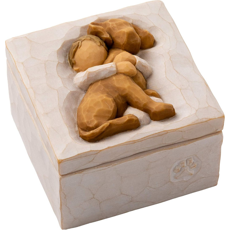 Hug (chien doré), boîte à souvenirs sculptée et peinte à la main
