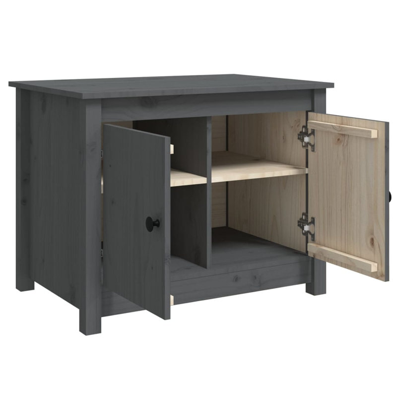 Kittell Solid Wood Four Leg Coffee Table with Storage, Grey