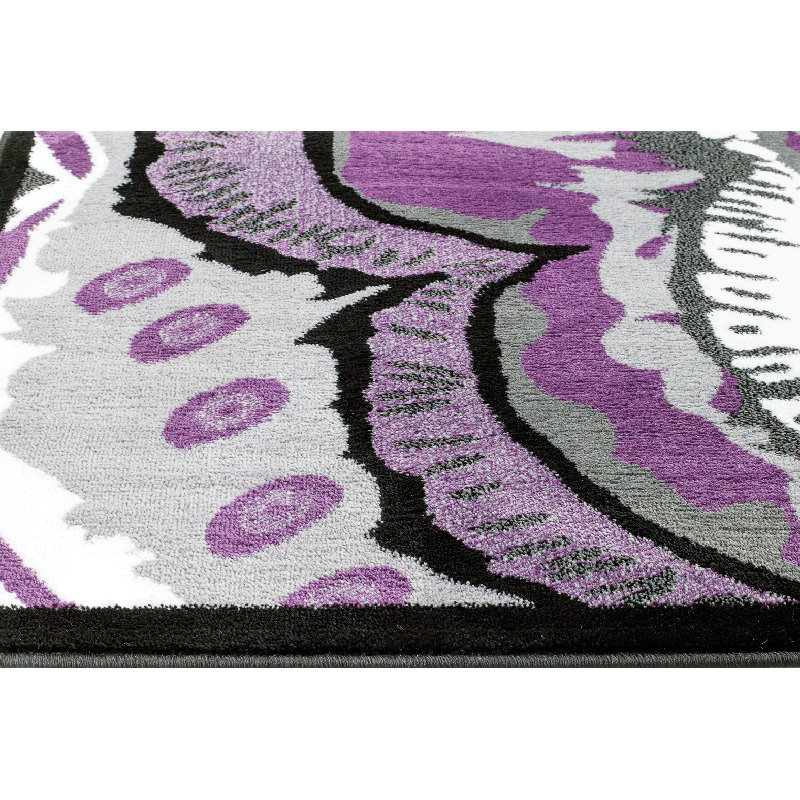 Mauve abstrait/Tapis décoratif gris, Forme Rectangle : 3 pi 9 po x 5 pi 4 po