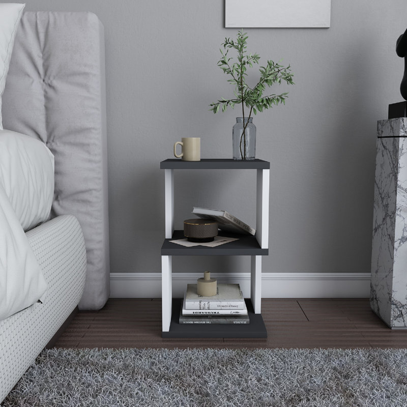 Carter Ergonomic Nightstand, White/Anthracite