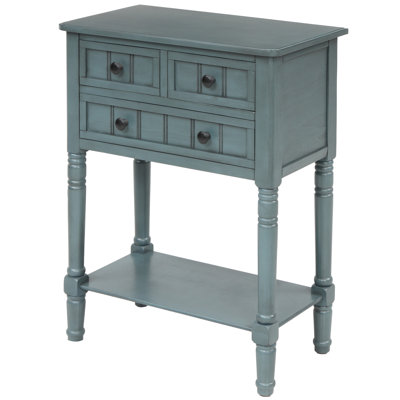 Narrow Console Table, Slim Sofa Table With Three Storage Drawers And Bottom Shelf For Living Room, Easy Assembly