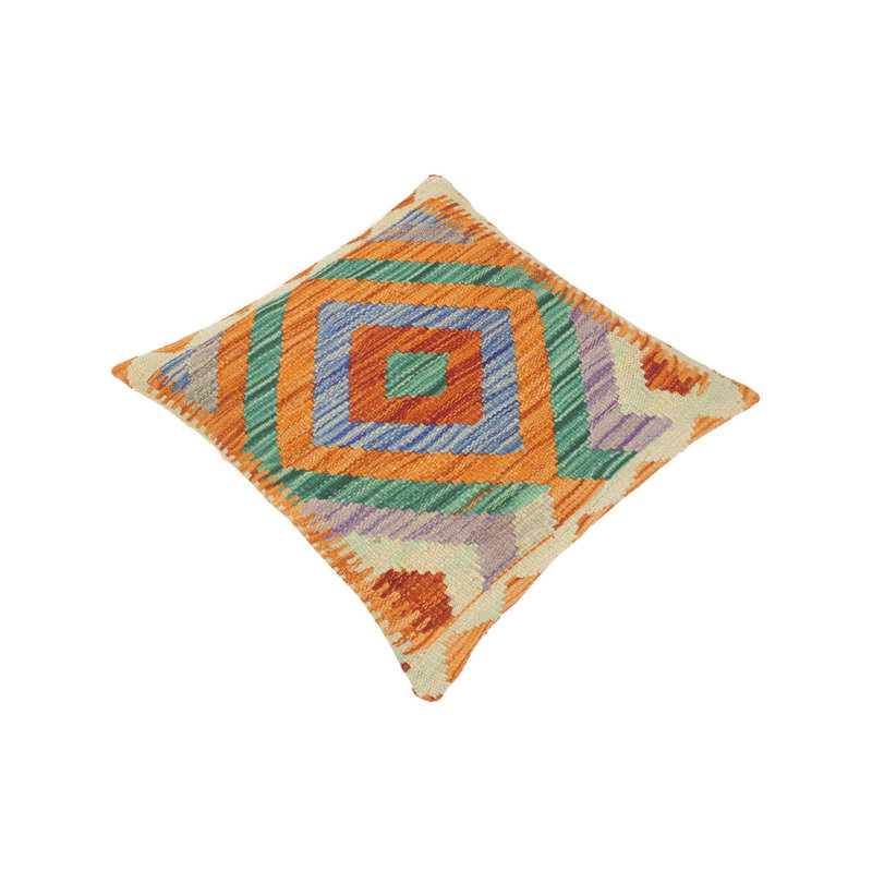 Housse et insert de coussin carré en laine tissé à la main