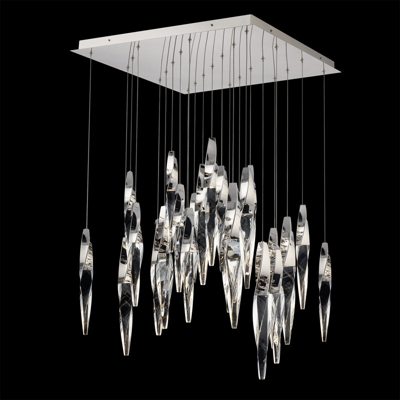 Kindjal 25 Light Crystal LED Multi-Light Pendant, Polished Nickel
