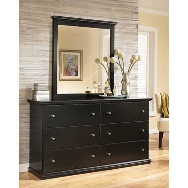 Aliauna Solid + Manufactured Wood 6 Drawer Dresser Lark Manor Color: Black