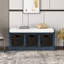 Banc de rangement rustique avec 3 paniers en rotin classiques amovibles-2057415176