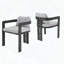 Chaises de salle à manger en aluminium pour l'extérieur avec coussins gris, ensemble de 2-1739915649
