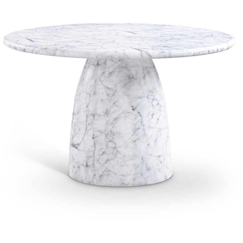 Table de salle à manger C béton, 76 cm (H) x 123 cm (L) x 123 cm (P), Blanc
