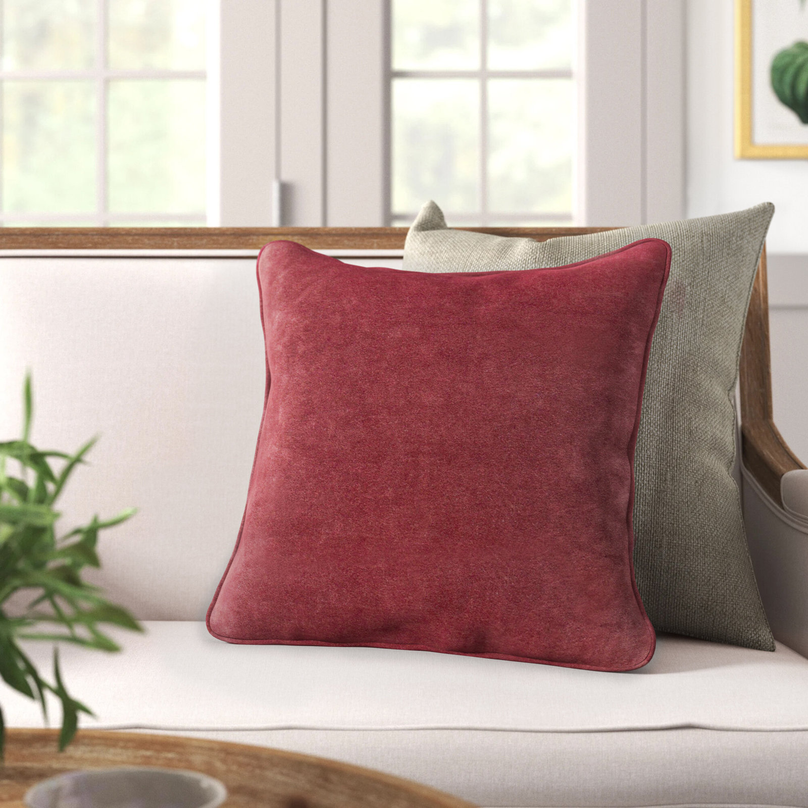 Safflower Ally Throw Pillow, Burgundy, Down
