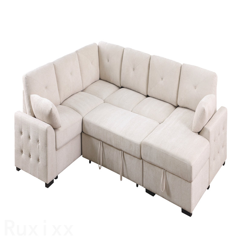 Canapé modulaire en coin rembourré avec causeuse et rangement Nyhan