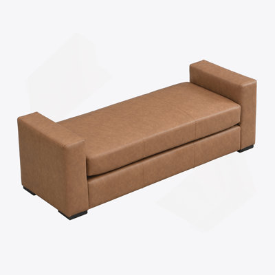 Stylish And Durable Brown Faux Leather Ottoman