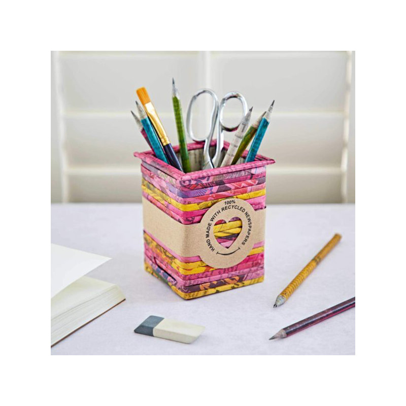Cardboard / Paper Pen Holder, Red/Pink/Yellow