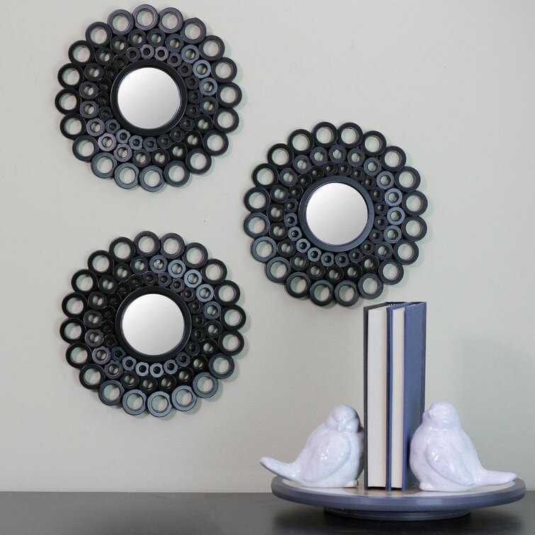 Decorative Round Wall Mirror Set of 3, Accent Round Mirrors From