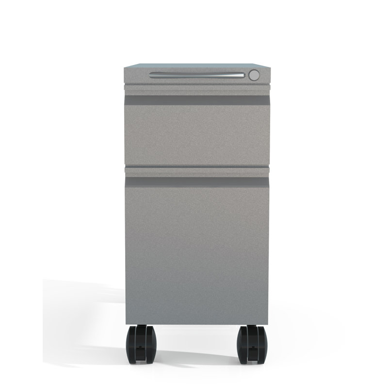 22'' Wide 2 -Drawer Mobile File Cabinet, Grey