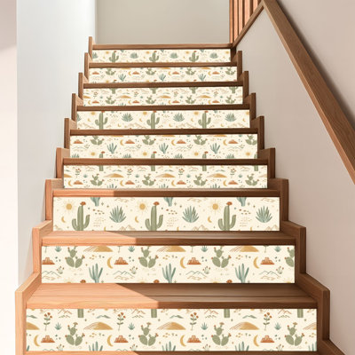 Papier peint auto-adhésif à motif de montagnes de cactus Boho Desert