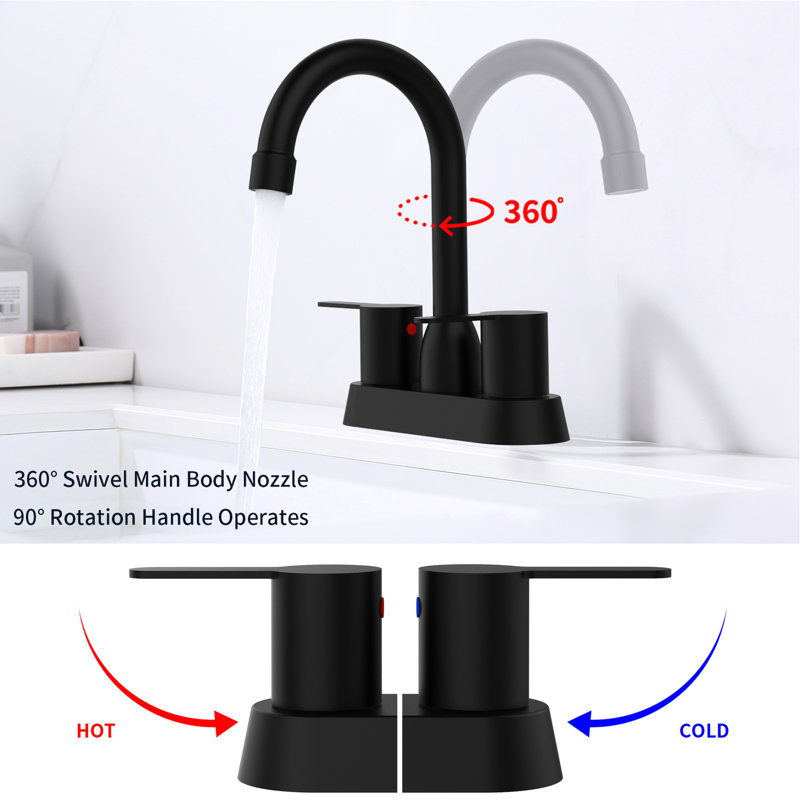Robinet noir mat à 2 poignées pour salle de bain RV - Laiton massif pour plus de durabilité et de durabilité., Noir mat