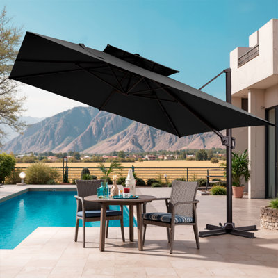 128'' Square Outdoor Cantilever Offset Aluminum Umbrella without Weighted Base