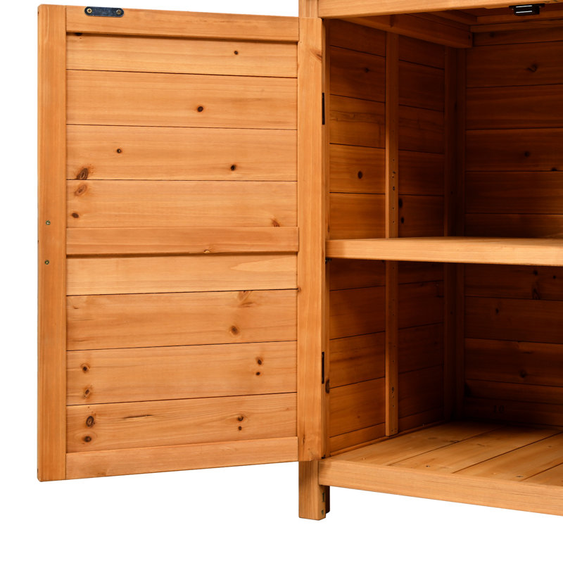 Fir Wood Garden Bench - 65.7'' H, 6 Drawers, 2 Cabinets, 3 Adjustable Shelves, , Side Hooks, Ergonomic, Spacious For Patio, , Greenhouse, Kitchen Space H Patio Potting Desk Wood, Garden,