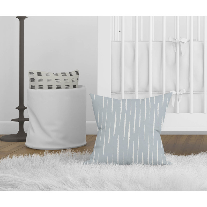 Coussin décoratif Lak, Bleu ardoise / rayures bleues, H 20 po x l 20 po