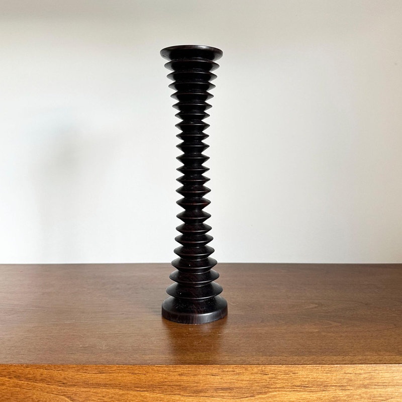 Ebony Wood Collection Candlestick, 10.3"