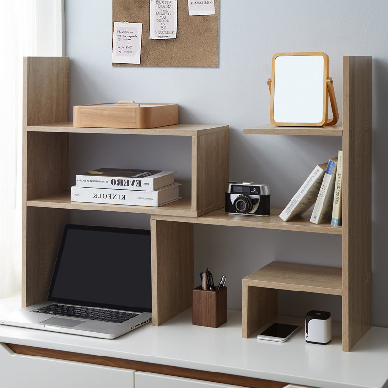 Yak About It Compact Adjustable Dorm Desk Bookshelf, Sonoma