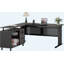 63" L-Shaped Executive Desk With File Cabinet, Drawers & Shelves, Corner Office Workstation