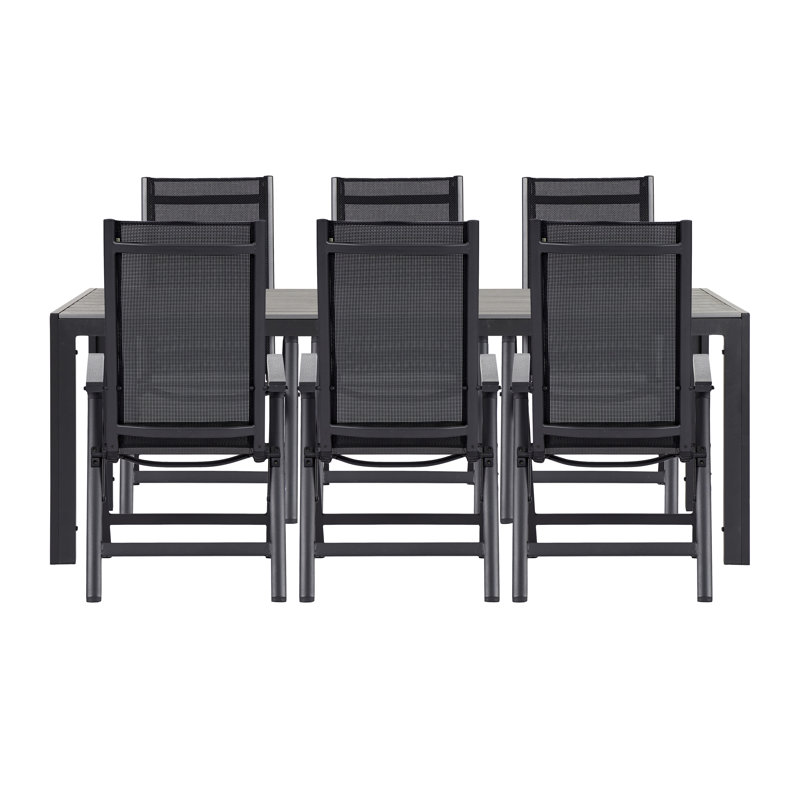 Krew 6 - Person Patio Dining Set with Rectangular Table, Grey