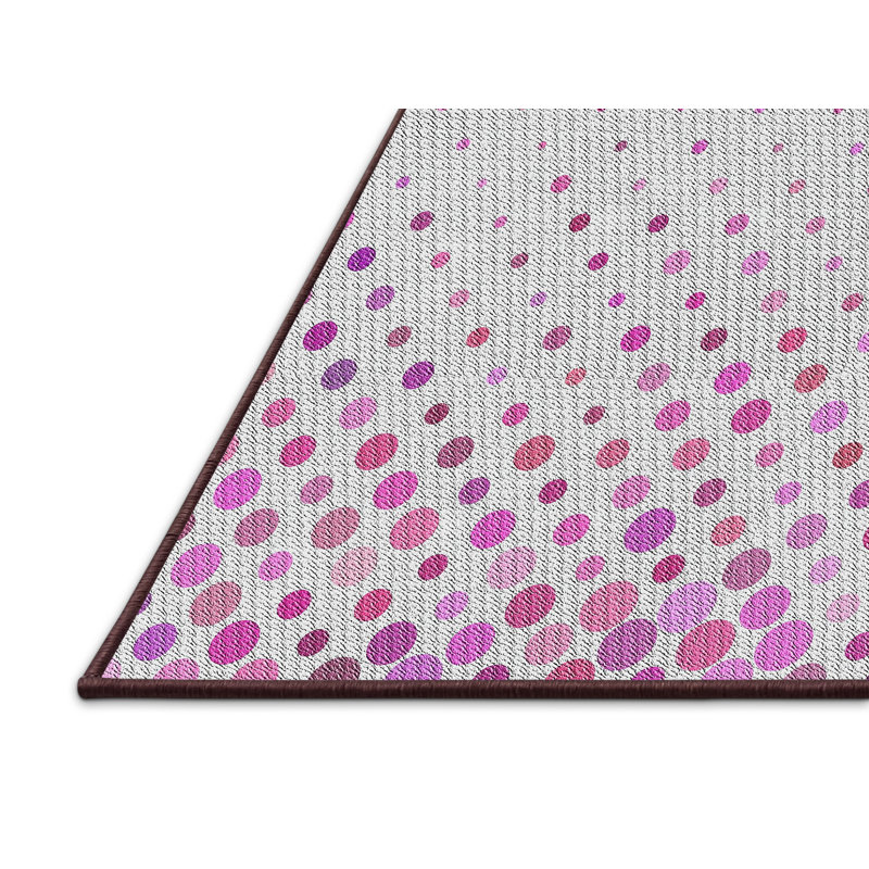 Tapis à pois blanc cassé / rose, Rectangle 4 pi x 6 pi