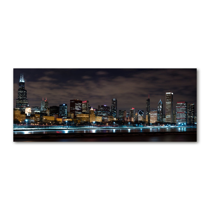 Chicago By Night - Wrapped Canvas Print