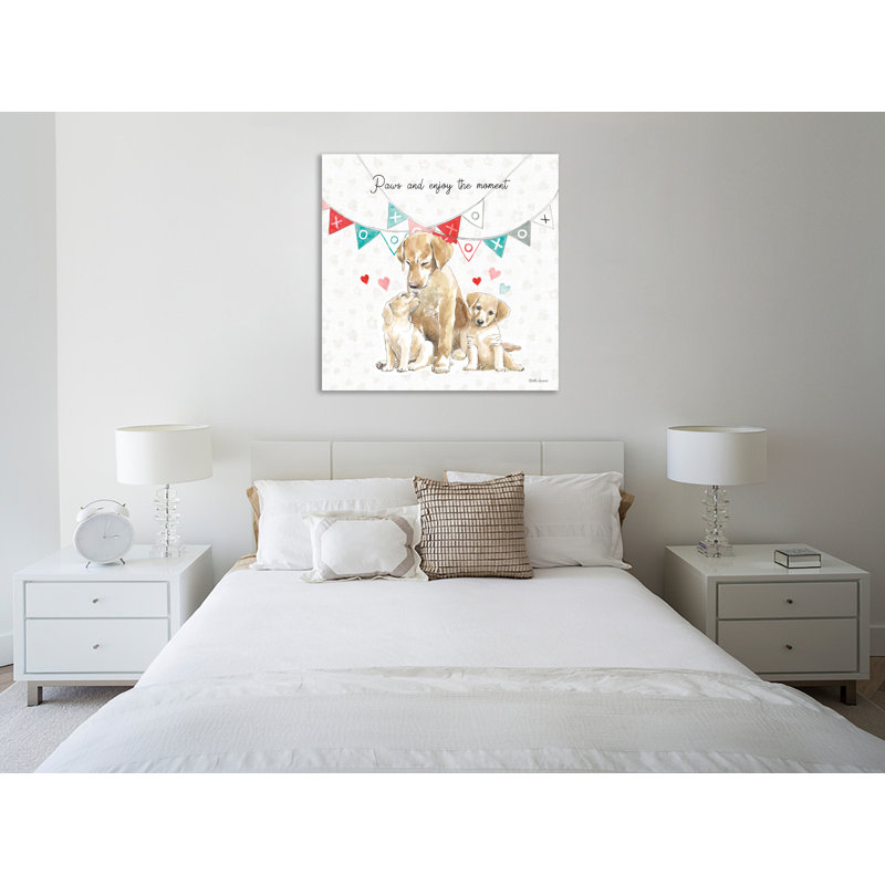 " Paws Of Love III " by Beth Grove Painting Print, 18" H x 18" W x 1.5" D