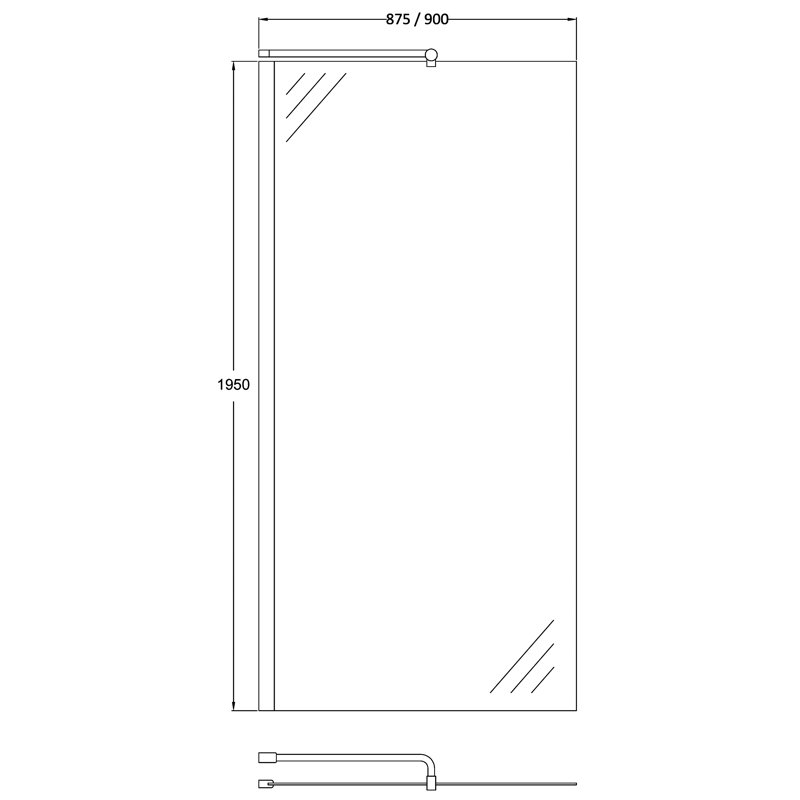 900 W x 1950 H with Glass