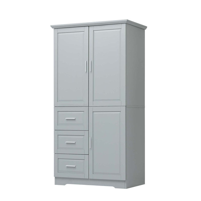 Armoire de rangement élégante Figueredo - Rangement de salle de bain spacieux avec portes et trois tiroirs - Améliorez votre espace dès aujourd'hui