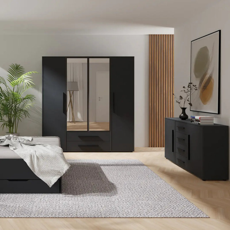 Sunde Manufactured Wood Wardrobe, Black