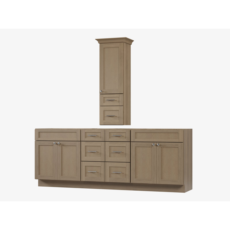 Meuble-lavabo double 90 po avec comptoir Disar, Brun