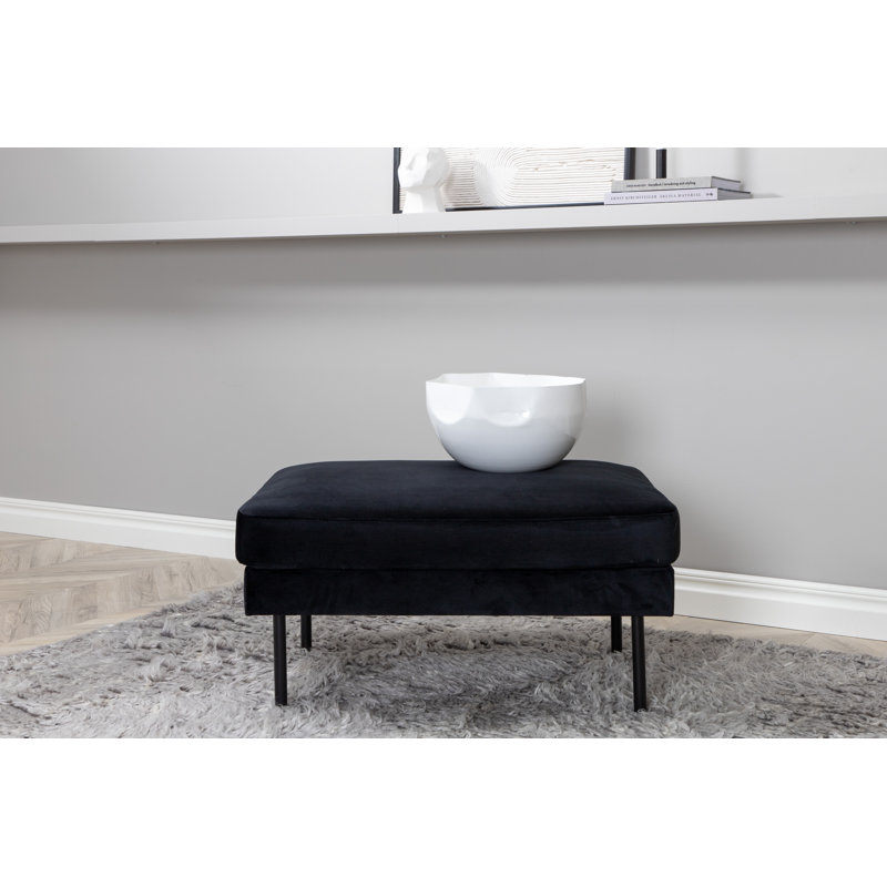 Dareon 64cm Wide Velvet Rectangle Ottoman, Black