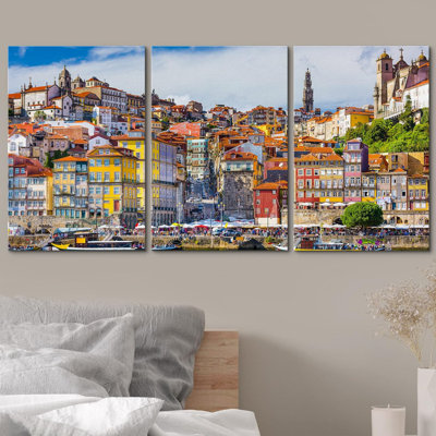 Porto Porto, maison colorée, bâtiments, ville, horizon, photographie, art mural