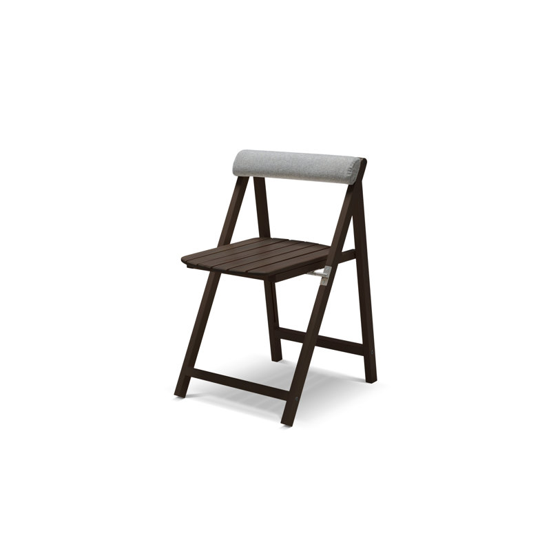 Calme Jardin Foldable Outdoor Patio Dining Side Chair with Cushion, Dark Brown