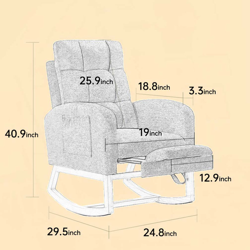 Chaise berçante avec pieds en bois massif, Gris foncé