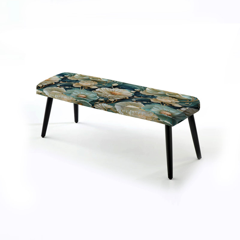 Banc rembourré éclectique noir, Coastal Upholstered Black