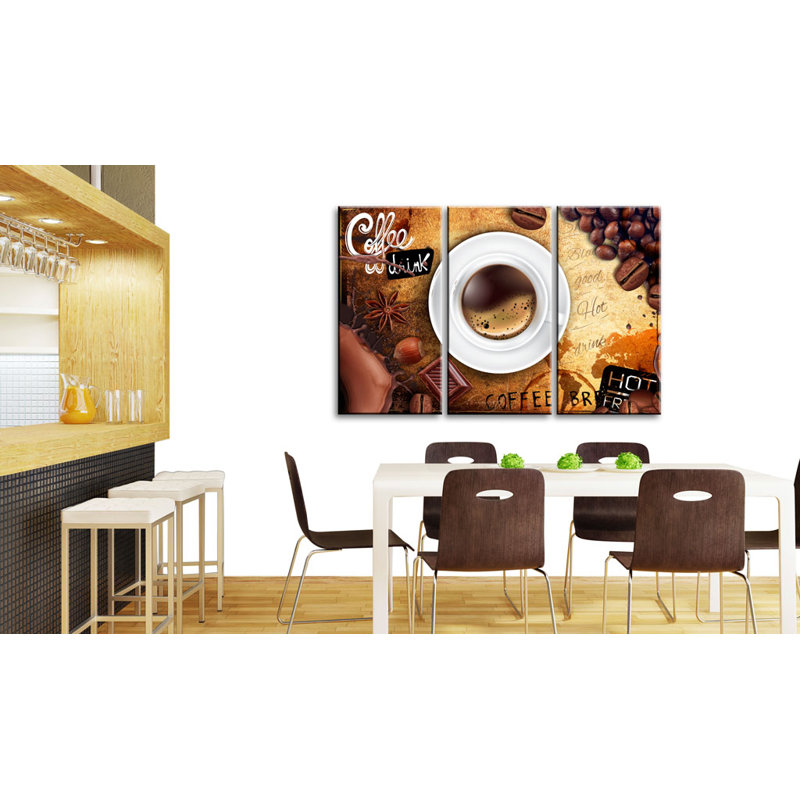 Cup Of Coffee - 3 Piece Wrapped Canvas Print, 80cm H x 120cm W