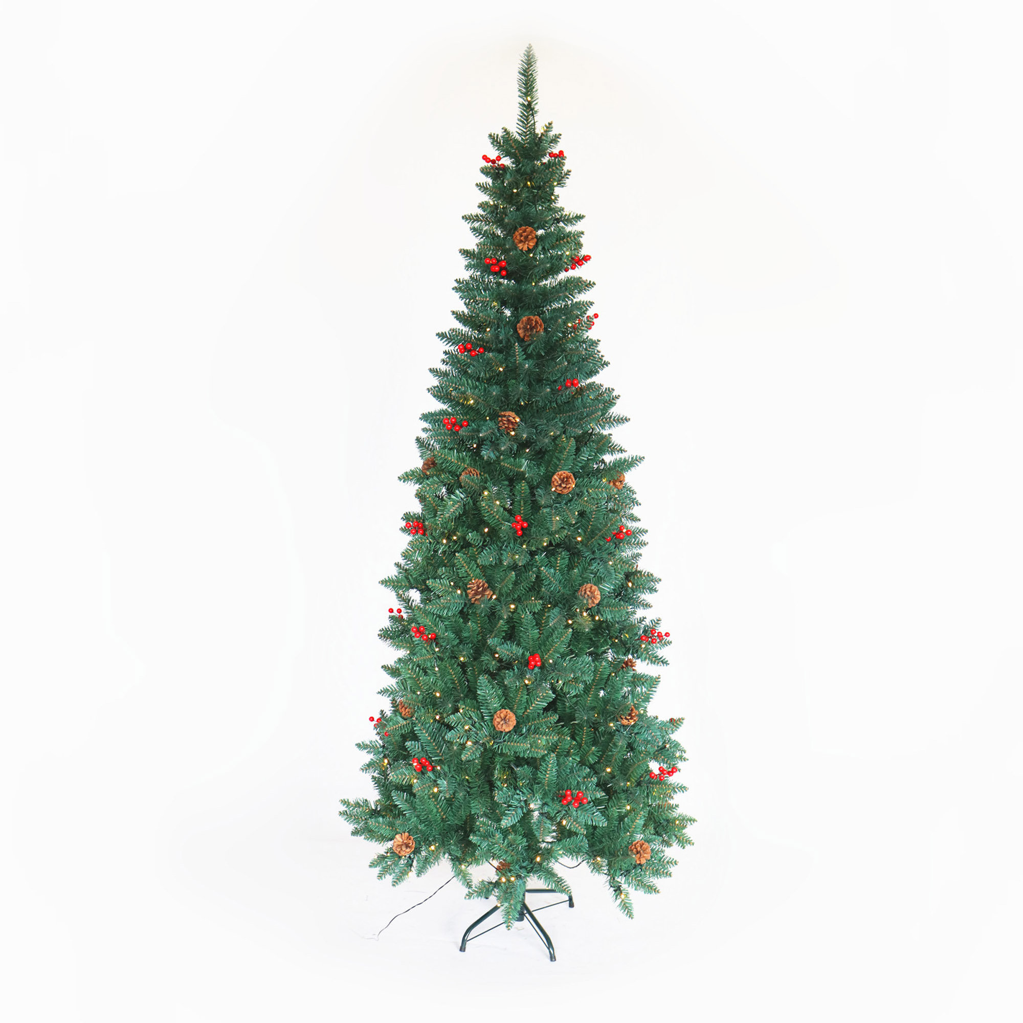 ExpressThrough Artificial Slim Christmas Tree PreLit Pencil Feel Real Skinny Fir Tree with