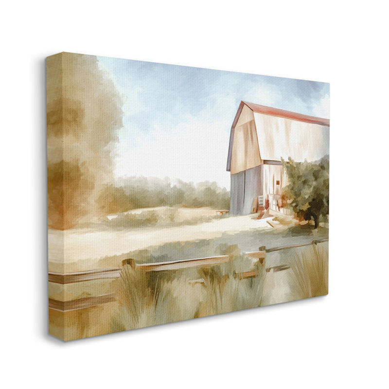 Gray Framed Barn in Rural Farmland Canvas Print, 20" x 16"