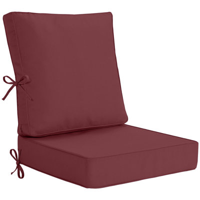 Coussins de chaise d'extérieur 20 x 20 x 4 pouces, coussin de remplacement pour l'extérieur, coussins de dossier et de siège pour meubles d'extérieur, coussins de chaise de patio résistants aux intempéries avec housse et sangles amovibles, rouge