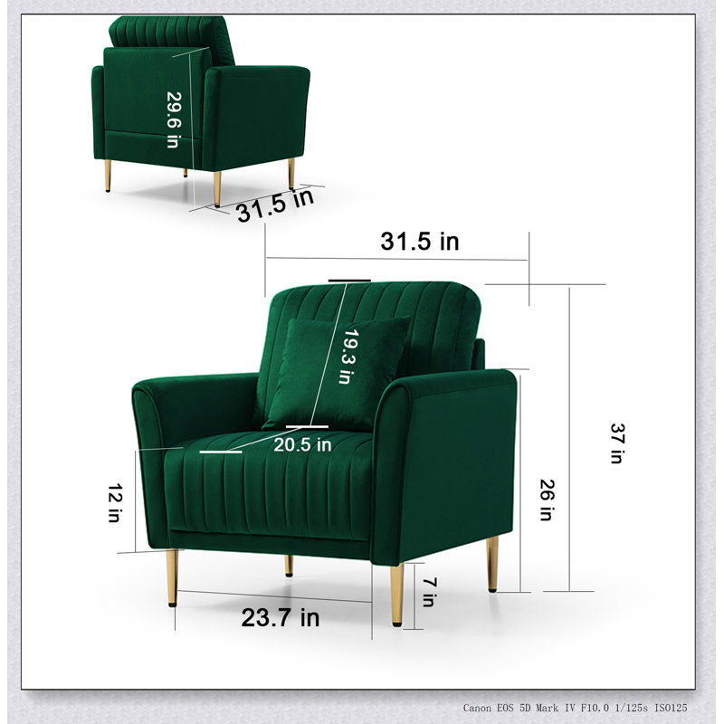 Fauteuil de salon en velours Channel